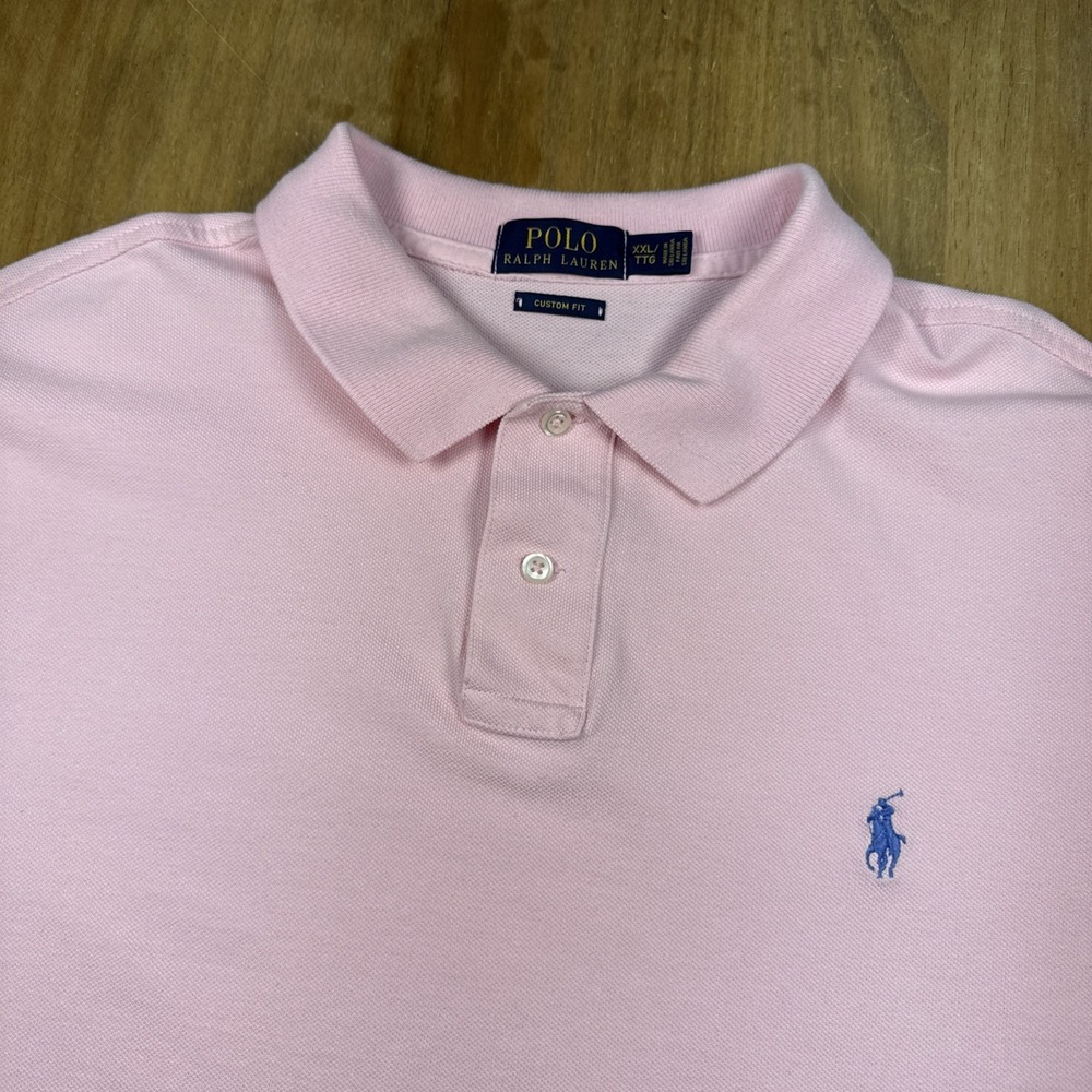 Polo Ralph Lauren Custom Fit Short Sleeve Pique Polo Shirt Mens XXL Pink Casual
